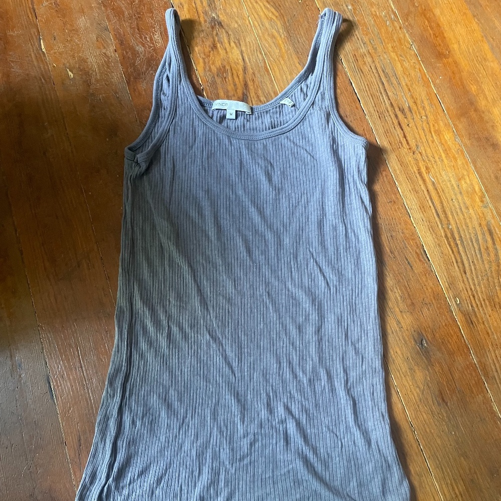VINCE Soft Pima Cotton Taupe Rib Tank Top Size M